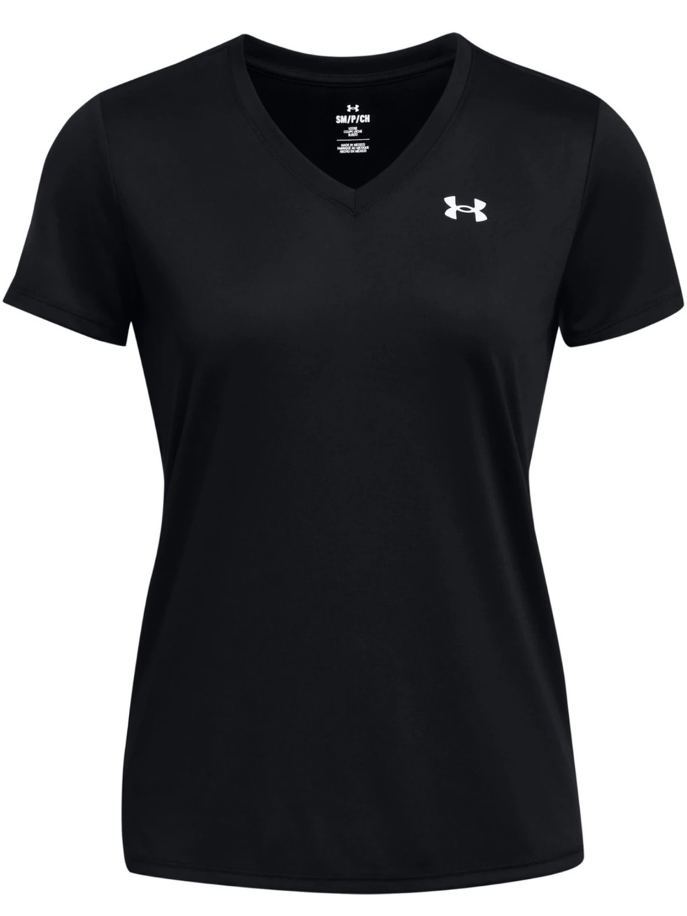 Under Armour Women’s V-Neck Short Sleeve Tee - Black with White Logo